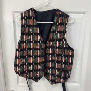 Unbranded Colorful Textured Vintage Library Print‎ Vest
